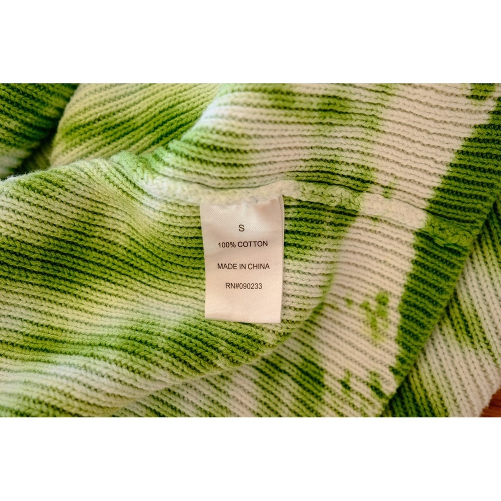 PacSun LA Hearts Green Tie Dye Cropped Sweater S‎ V-Neck Ribbed Knit Soft Girl - Picture 9 of 9